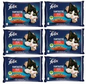 Mokra karma dla kotów - FELIX Fantastic w galaretce z kurczakiem i wołowiną 12x(4x85g) - miniaturka - grafika 1