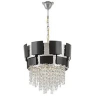 Lampy sufitowe - KLASYCZNY ŻYRANDOL KRYSZTAŁOWY CZARNO-CHROMOWANY MOLINA D40 - miniaturka - grafika 1
