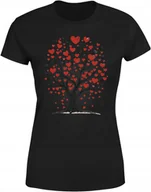 Koszulki i topy damskie - Koszulka damska Drzewo Miłości czerwone serca na drzewie T-shirt damski - miniaturka - grafika 1
