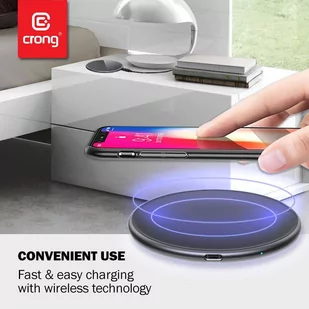 Crong PowerSpot Fast Wireless Charger – Bezprzewodowa ładowarka Qi 15W USB-C (Shadow Black) - Ładowarki do telefonów - miniaturka - grafika 3