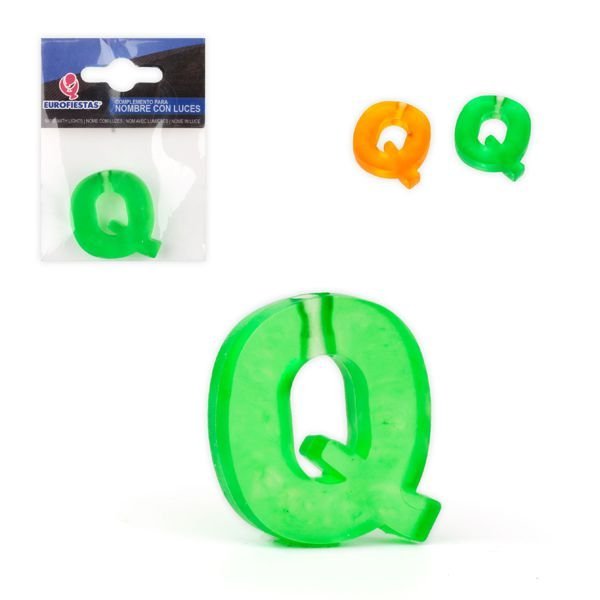 LED Literki - Q w Zielonym i Pomarańczowym Kolorze - Zielona Q