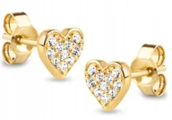 Biżuteria dla dzieci - ZŁOTE KOLCZYKI SERCA SERDUSZKA Z CYRKONIAMI 585 - miniaturka - grafika 1