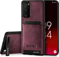 Etui i futerały do telefonów - SURAZO Premium skórzane etui na telefon Samsung Galaxy S20 FE 5G - odporne na wstrząsy skórzane etui na telefon komórkowy z funkcją podstawki Zderzak ochronny Burgundia - miniaturka - grafika 1