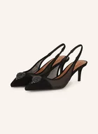 Czółenka - Kurt Geiger Czółenka Z Odkrytą Piętą Belgravia Z Ozdobnymi Kamykami schwarz - miniaturka - grafika 1