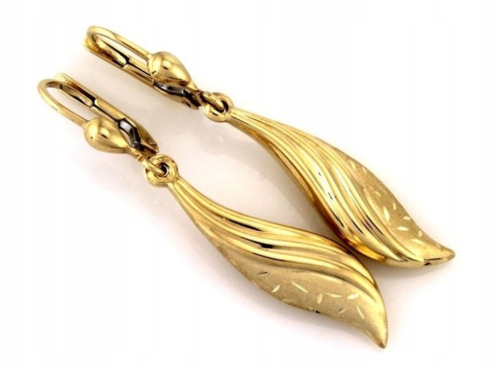 Złote kolczyki wiszące sople 375 2.41g eleganckie diamentowane dla kobiet