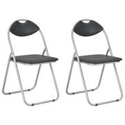 Krzesła - vidaXL Składane krzesła jadalniane, 2 szt., czarne, sztuczna skóra - miniaturka - grafika 1