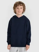 Bluzy dla chłopców - 4F Bluza dresowa nierozpinana z kapturem chłopięca - granatowa 122 (6-7 lat) - miniaturka - grafika 1