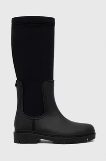 Kozaki damskie - Tommy Hilfiger kozaki Rain Boot Long Shaft damskie kolor czarny na płaskim obcasie - grafika 1