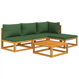 5-cz. ogrodowy zestaw wypoczynkowy, zielone poduszki, drewno vidaXL - Meble ogrodowe - miniaturka - grafika 4