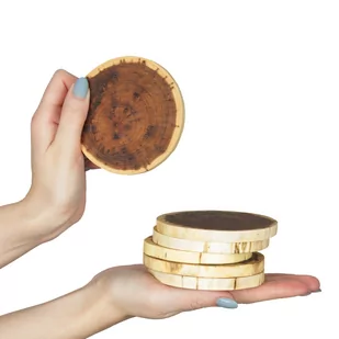 Zestaw 6 Szt Okorowanych Podkładek Na Stół Śr. 9-12 Cm Drewno Akacji Olejowany Naturalny Pdoa_0912X10_Do6 / Wamar-Sosenka - Tace i patery - miniaturka - grafika 1