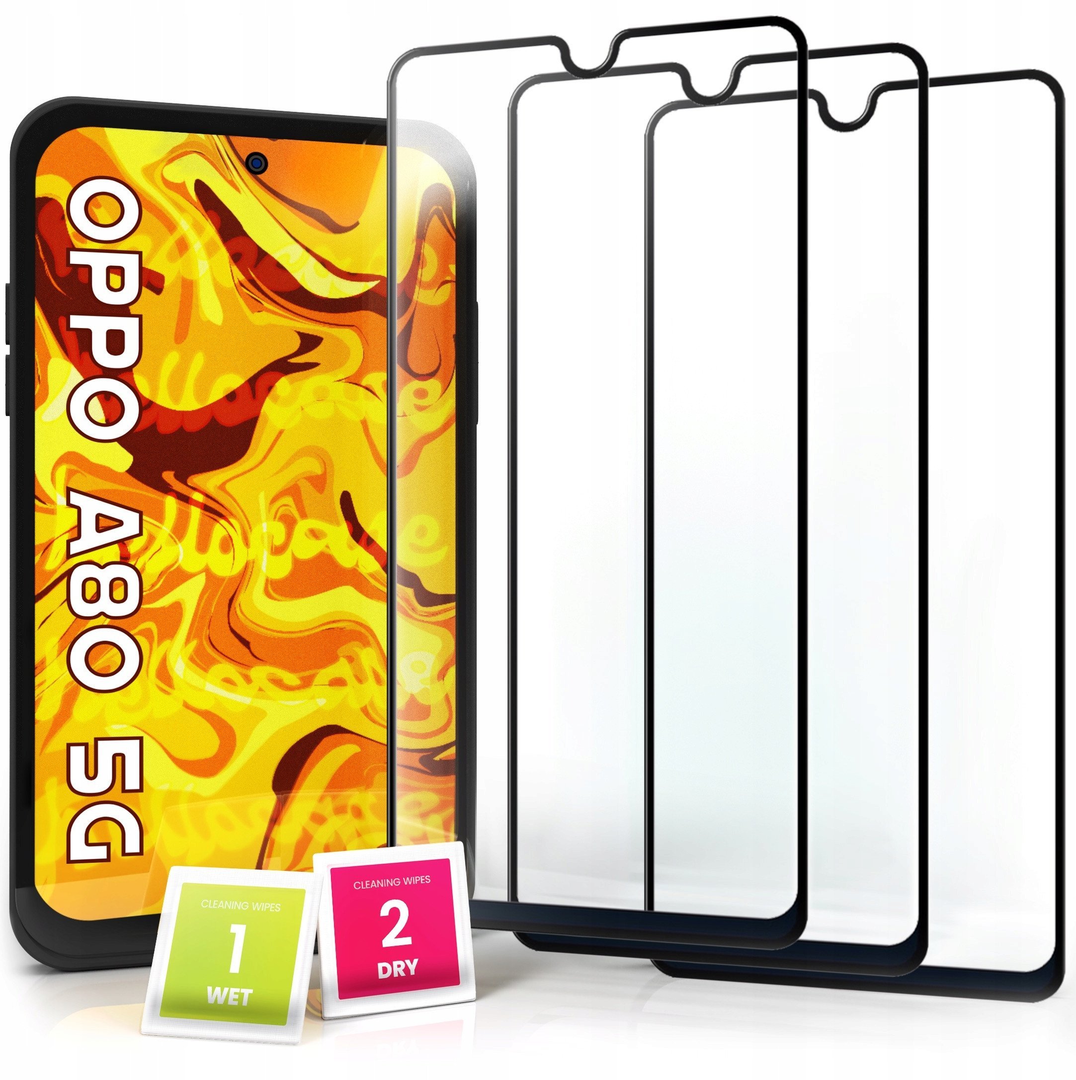 3-PAK Szkło Hartowane do Oppo A80 5G na cały ekran, 9H, ochronne 5D