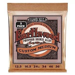 Ernie Ball Earthwood Custom Medium Phosphor Bronze Acoustic Guitar Stringi 3 Pack - 12,5-56 Gauge - Struny gitarowe  - miniaturka - grafika 1