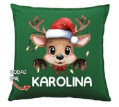 Poduszki dekoracyjne - Świąteczna poduszka Z IMIENIEM RENIFEREK - miniaturka - grafika 1