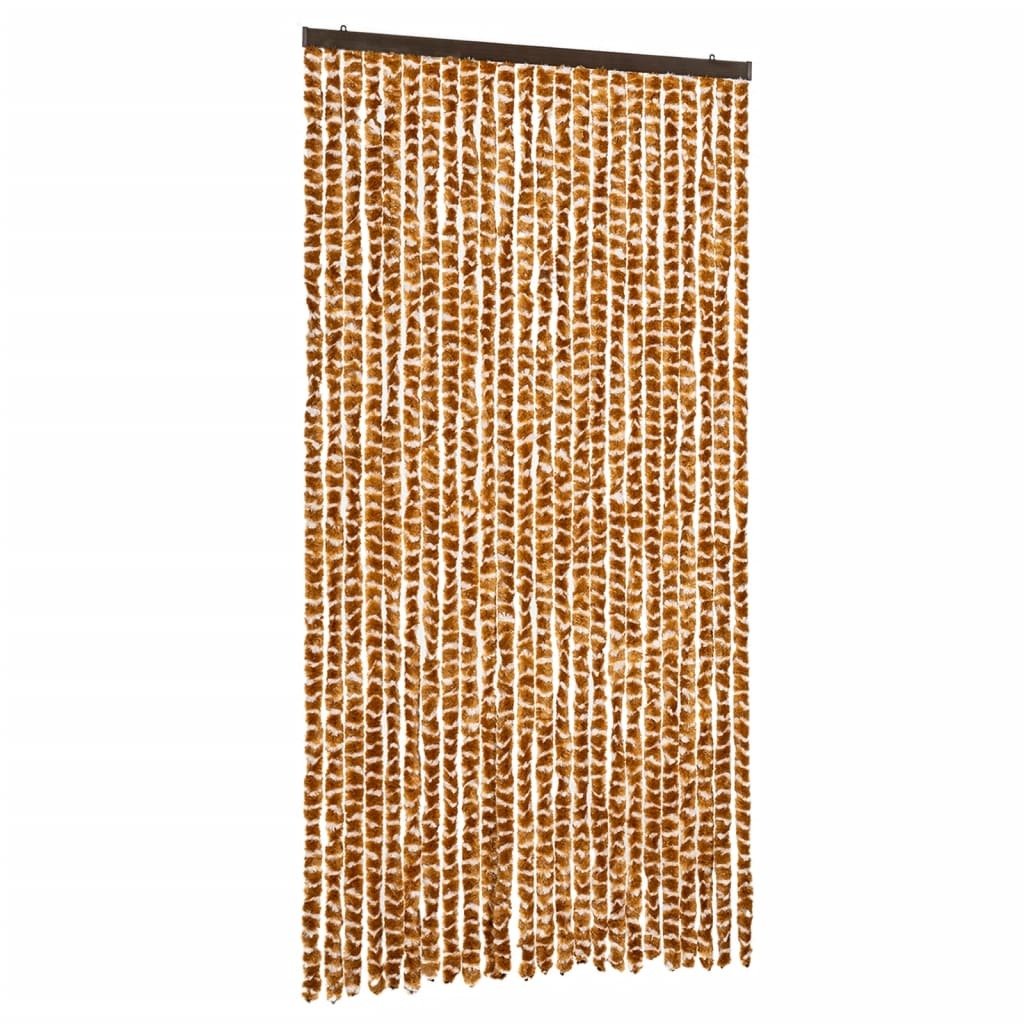vidaXL Zasłona w kolorze ochry i bieli 100x200 cm szenilowa