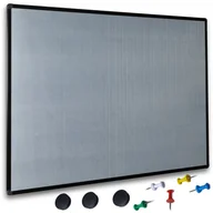 Tablice i flipcharty - Tablica magnetyczna na pinezki i magnesy 120x90 w ramie czarnej aluminiowej PinMag + 5 pinezek i 3 magnesy! - miniaturka - grafika 1