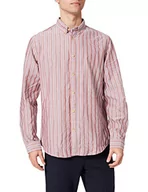 Koszule męskie - Springfield Męska koszula Camisa Rayas, Nadruk w kolorze czerwonego granatu, M - miniaturka - grafika 1