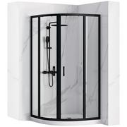 Kabiny prysznicowe - Rea Kabina Prysznicowa REA Look Czarna 90x90 + biały brodzik - miniaturka - grafika 1