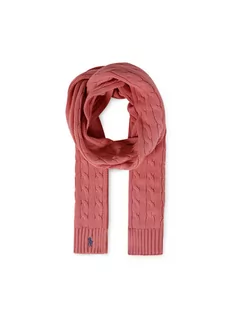 Czapki i chusty sportowe damskie - Polo Ralph Lauren Szal Ct Cbl Scarf 455888195003 Różowy - grafika 1