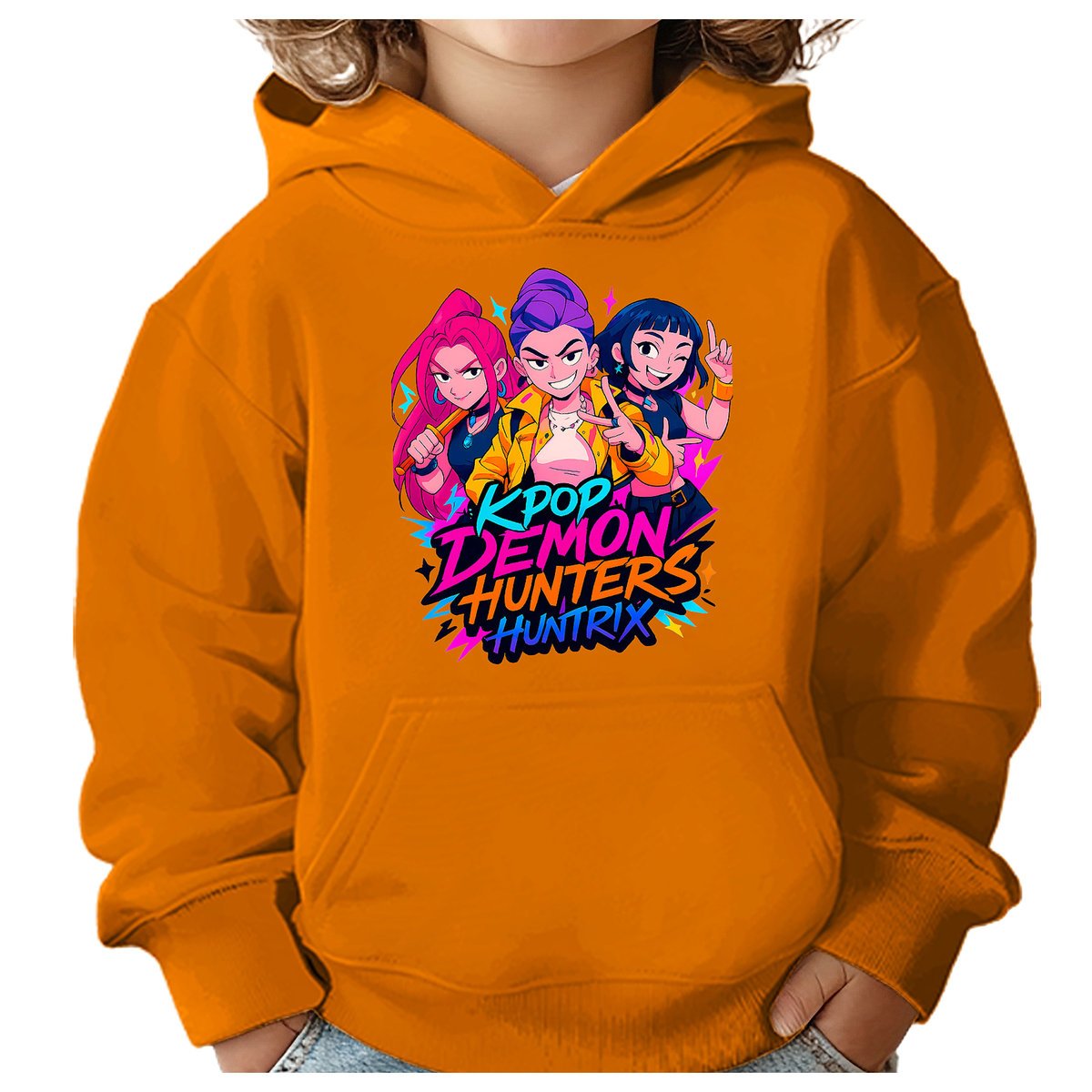 BLUZA DZIECIĘCA KPOP DEMON HUNTERS HUNTRIX 122-128 Z KAPTUREM BAWEŁNIANA