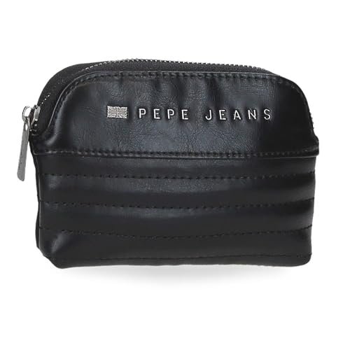 Pepe Jeans Portfel Biker Czarny 11,5x8,5x1,5 cm Poliester z Detalami ze Sztucznej Skóry by Joumma Bags, Czarny (Black), Talla única, portmonetka