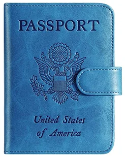 Etui na paszport, portfel, blokowanie RFID, skórzane etui na karty, akcesoria podróżne dla kobiet mężczyzn, NIEBIESKI, Small, Klasyczny - Portfele - miniaturka - grafika 1