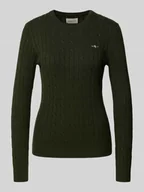 Swetry damskie - Sweter z dzianiny z wzorem warkocza - miniaturka - grafika 1