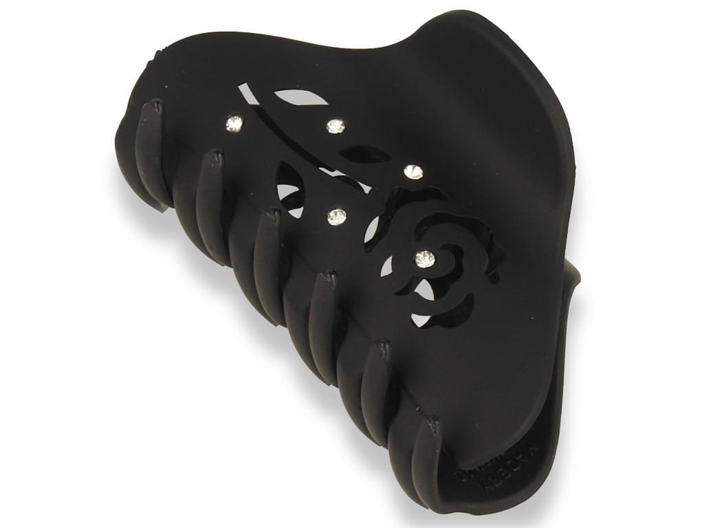 Orientana, Klamra spinka do włosów podwójna czarna cyrkonie