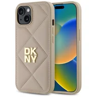 Etui i futerały do telefonów - Etui DKNY Quilted Stack Logo do Apple iPhone 15 Plus Beżowy - miniaturka - grafika 1