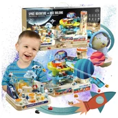 Zabawki konstrukcyjne - Kosmiczny Tor Samochodowy Podwójna Konstrukcja Autka Wyciągi Parking Winda - miniaturka - grafika 1