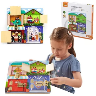 Viga Drewniana Tablica Manipulacyjna Zamek i Zatrzask Dom Montessori - Zabawki zręcznościowe - miniaturka - grafika 1