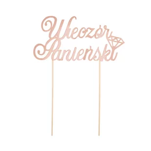 Topper na tort Wieczór Panieński różowo złoty 21x16 cm - Wieczór panieński i kawalerski - miniaturka - grafika 1