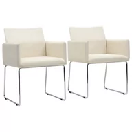 Krzesła - vidaXL Krzesła do jadalni, 2 szt., stylizowane na lniane, białe - miniaturka - grafika 1