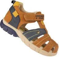Buty dla dziewczynek - Dziecięce sandały American Club XD-139/24 brązowe 24 - miniaturka - grafika 1