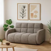 Sofy i kanapy - Sofa z Funkcją Spania DEVERIO 3-osobowa Rozkładana Ciemnobeżowa Nowoczesna - miniaturka - grafika 1