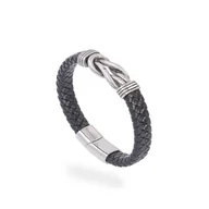 Bransolety męskie - Bransoletka męska czarna pleciona - miniaturka - grafika 1