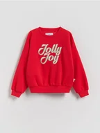 Bluzy dla dziewczynek - Reserved - Świąteczna bluza z napisem - czerwony - miniaturka - grafika 1