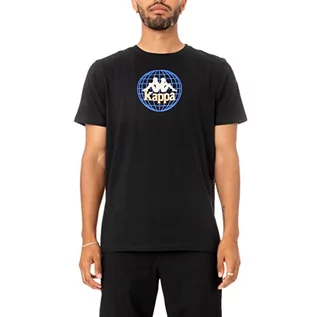 Koszulki męskie - Kappa Męski t-shirt Authentic Ajoban, czarny/pomarańczowy, XL, czarny/pomarańcozwy, XL - grafika 1