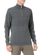Swetry męskie - SELECTED HOMME SLHMAINE LS sweter męski z dzianiny z zamkiem błyskawicznym do połowy długości, kolor ciemnoszary, melanż, M, ciemnoszary melanż, M - miniaturka - grafika 1