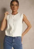 Kamizelki damskie - Biała Sweterkowa Kamizelka z Wełną na Guziki Eralina - miniaturka - grafika 1