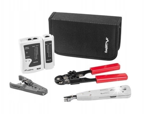 Lanberg Zestaw Sieciowy LAN RJ45 - Tester + Ściągacz + Zaciskarka + Wciskacz LSA