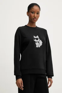 Karl Lagerfeld bluza IKON damska kolor czarny z nadrukiem A3W20066 - Bluzy damskie - miniaturka - grafika 1