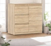 Komody - Komoda Drewniana Agnes 3 Szuflady Do Salonu Młodzieżowa 80cm Dąb Sonoma - miniaturka - grafika 1