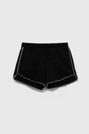 Spodnie i spodenki dla dziewczynek - United Colors of Benetton szorty bawełniane dziecięce kolor czarny melanżowe regulowana talia - miniaturka - grafika 1