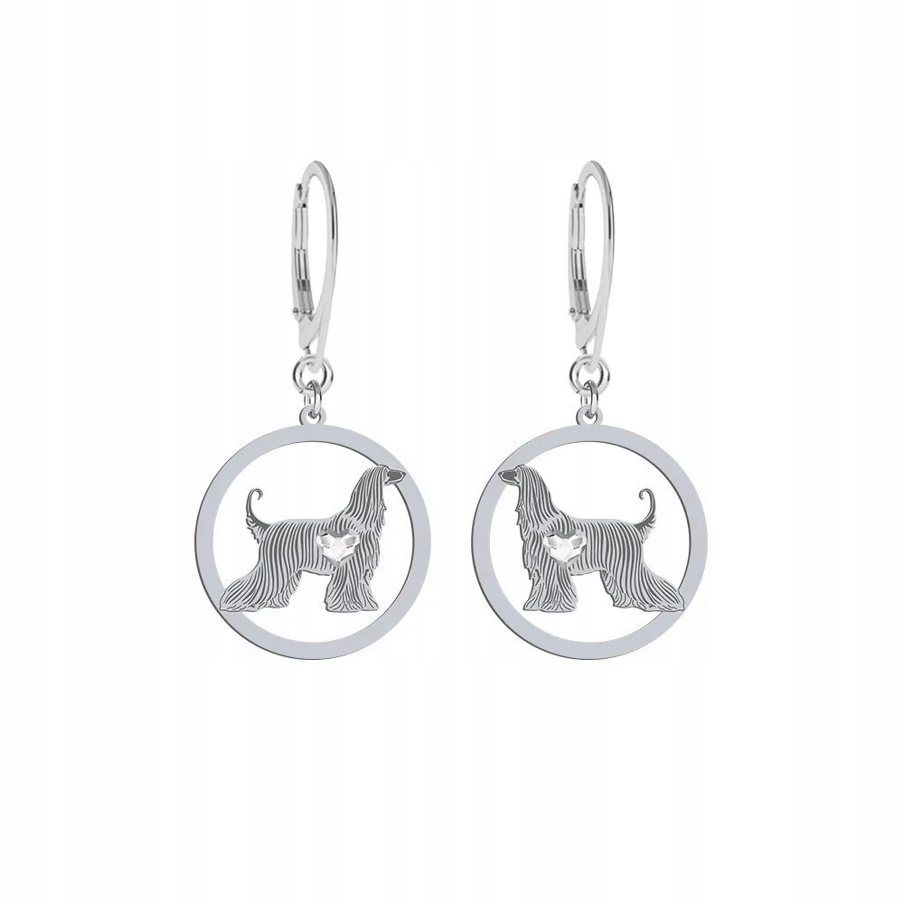 Kolczyki Srebrne z Afghan Hound 925 Biżuteria Prezent Kobieta GRAWER GRATIS