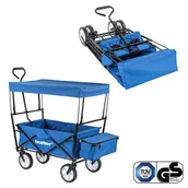 Taczki - Leziter Składany ogrodowy wózek plażowy z dachem niebieski - miniaturka - grafika 1