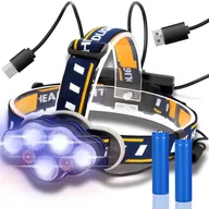 Latarki - Latarka Czołowa 8 Led Cob T6 Czołówka Mocna Akumulatorowa Na Głowę Usb - miniaturka - grafika 1