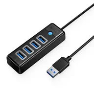 Złącza, przejściówki, adaptery - Hub rozdzielacz PW4U-U3 USB-A - 4x USB-A - czarny ORICO - miniaturka - grafika 1