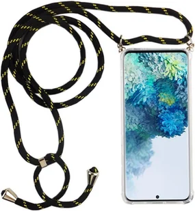 Samsung Galaxy Etui na telefon komórkowy z łańcuszkiem Slim Cover Etui na telefon komórkowy z paskiem na sznurek, do telefonu komórkowego: Samsung Galaxy A71, wybierz pasek: czarny odblaskowy - Etui i futerały do telefonów - miniaturka - grafika 1