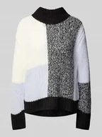 Swetry damskie - Sweter z dzianiny o luźnym kroju z dodatkiem wełny w stylu Colour Blocking - miniaturka - grafika 1