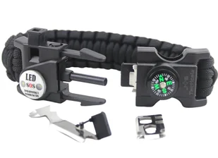 JB Tacticals Bransoletka Survivalowa Paracord SOS Czarna - Bransoletki - miniaturka - grafika 1